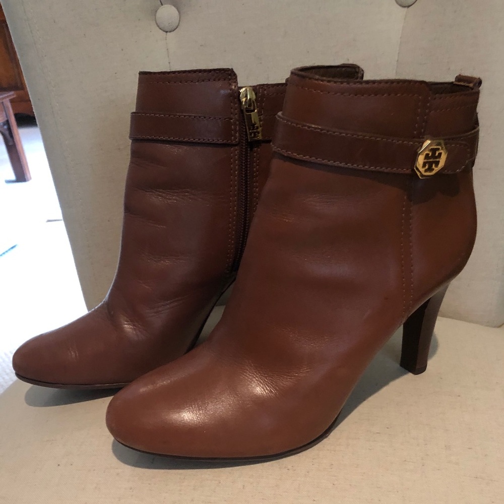 Tory Burch Brown Leather Ankle Boots, Size 8